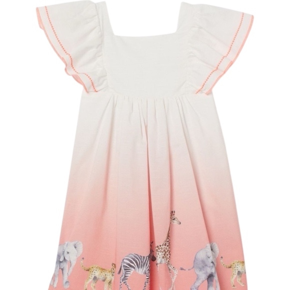 H&M White and Pink Kids Dress with Animal Print